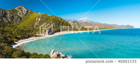 Aerial view of Cirali Beach from ancient Olympos ruins, Antalya Turkey Aerial view of Cirali Beach from ancient Olympos ruins, Antalya Turkey 40891535