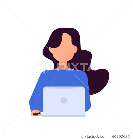 Girl working with laptop in social networks. Girl working with laptop in social networks. 40892625