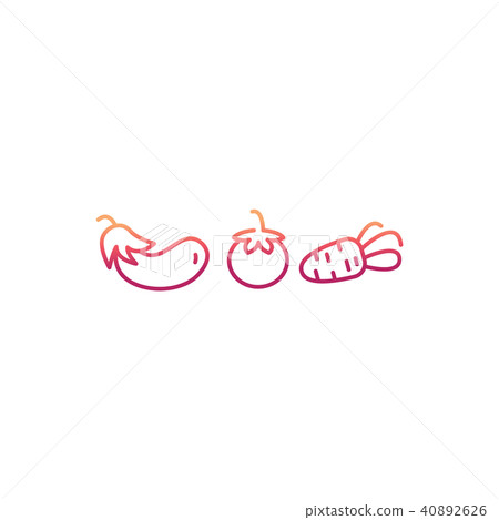 Line flat vegetables icons Line flat vegetables icons 40892626