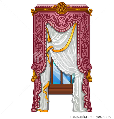 The ornate curtain in the interior. Vector illustration. The ornate curtain in the interior. Vector illustration. 40892720
