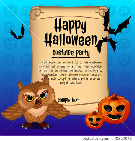 Poster on theme of the Halloween holiday. Sketch with space for text on old paper sheet. Vector 40893076
