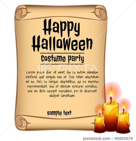 Poster on theme of the Halloween holiday. Sketch with space for text on old paper sheet. Vector 40893078
