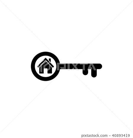 Home key icon in flat style. Simple estate symbol 40893419