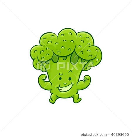 Vector cartoon broccoli character biceps muscle - Stock Illustration  [40893690] - PIXTA