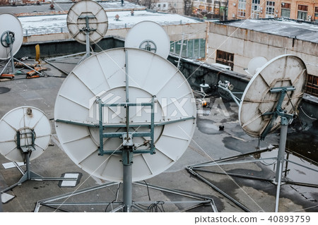 satellite dish industrial  roof  building 40893759