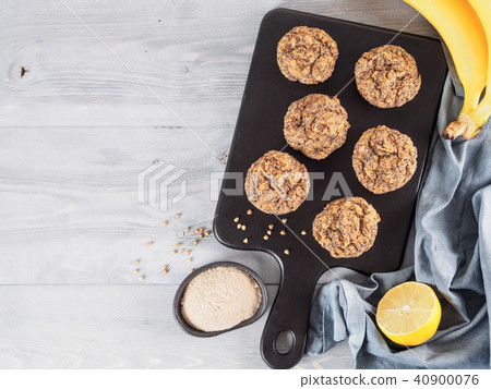 banana muffins with buckwheat flour and poppy seeds banana muffins with buckwheat flour and poppy seeds 40900076