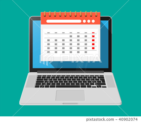 Paper spiral wall calendar in laptop 40902074