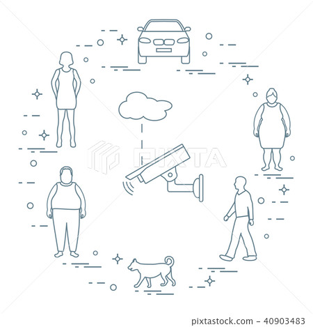 Security camera, dog, woman, girl, men, car Security camera, dog, woman, girl, men, car 40903483