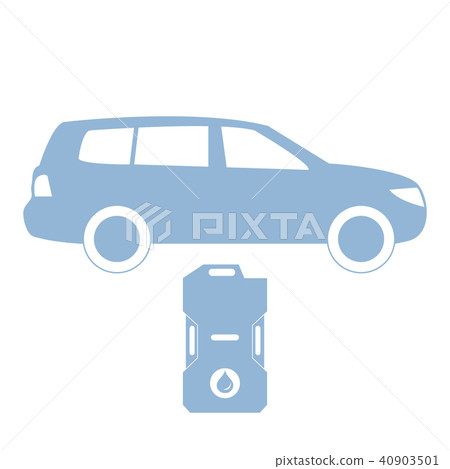 Stylized icon of the car and canister of gasoline 40903501