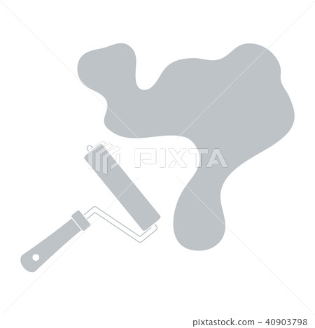 a colored roller for paint and a big splodge of 40903798