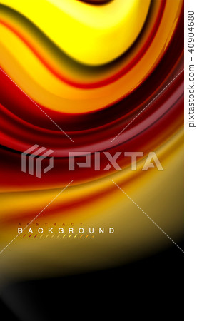 Abstract wave lines fluid rainbow style color stripes on black background 40904680