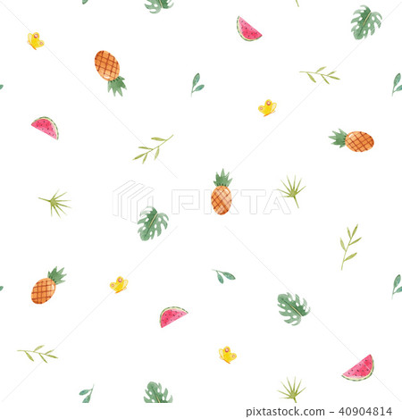 Watercolor tropical pineapple pattern 40904814