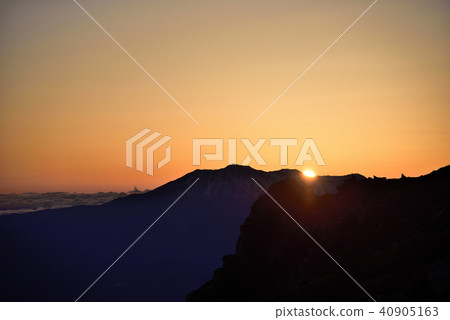 Look at the sunset overlooking the Ogakuyama silhouette from Kiso Pie Look at the sunset overlooking the Ogakuyama silhouette from Kiso Pie 40905163