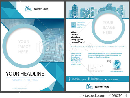 Blue Leaflet Template with Geometric Elements 40905644