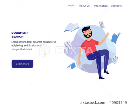 Man in information surroundings - smiling flat cartoon male character flying in environment of Man in information surroundings - smiling flat cartoon male character flying in environment of 40905849