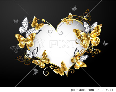 Heart with gold butterflies 40905943