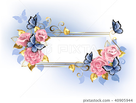 Narrow banner with pink roses Narrow banner with pink roses 40905944