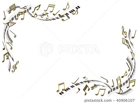 傳染媒介例證鋼琴圖像金筆記框架鍵盤A3 40906107