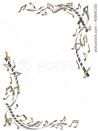 傳染媒介例證鋼琴圖像金筆記框架鍵盤A3 40906108