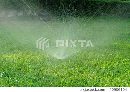 Automatic sprinklers watering grass Automatic sprinklers watering grass 40906194
