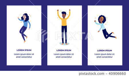 Delight and amorous people with thumbs up gesture - vertical banners set. 40906660