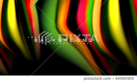 Abstract wave lines fluid rainbow style color stripes on black background. Artistic illustration for 40906909