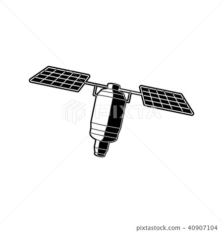 Earth orbital satellite - artificial outer space station in black and white colors. 40907104