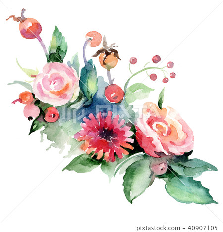 Colorful bouquet. Floral botanical flower. Wild spring leaf wildflower isolated. 40907105