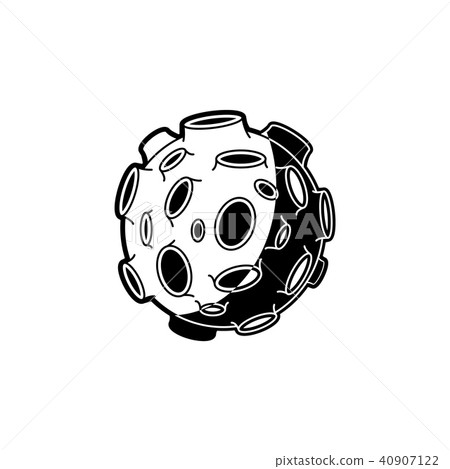 Outer space object - planet or asteroid with lots of craters isolated on white background. 40907122