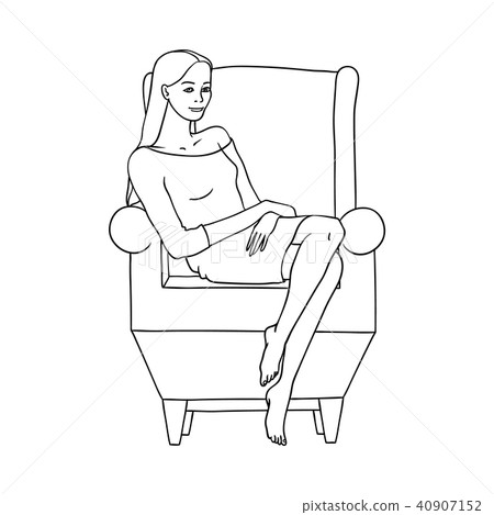 Vector sketch woman sitting at armchair resting 40907152