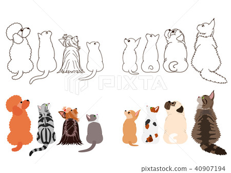 看斜向一邊的小狗和貓的邊界設置了2 40907194