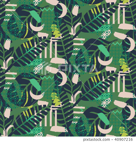 Jungle pattern. Green abstract textured vector background. Jungle pattern. Green abstract textured vector background. 40907216