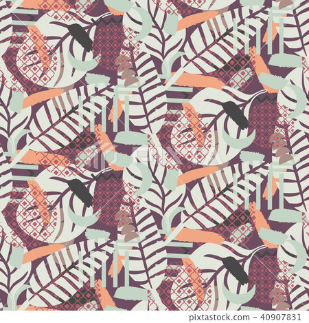 Painterly botanical background texture. Pastel toned seamless pattern. Painterly botanical background texture. Pastel toned seamless pattern. 40907831