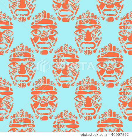 Hawaii tiki tribal mask seamless simple pattern. Hawaii tiki tribal mask seamless simple pattern. 40907832