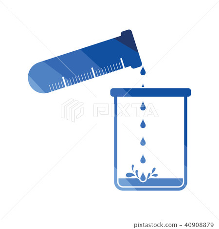 Icon of chemistry beaker pour liquid in flask 40908879
