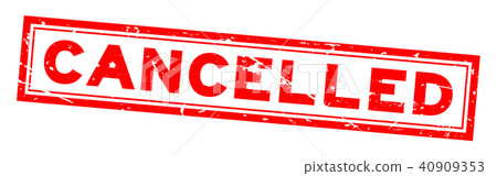 Grunge red cancelled word square rubber seal stamp 40909353