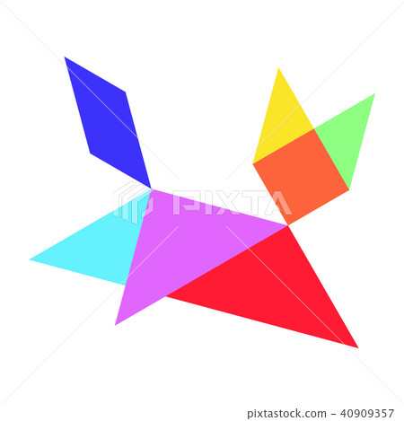Colorful tangram puzzle in cat shape 40909357