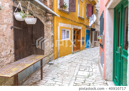 Street with colorful facade of an old houses. 40910717