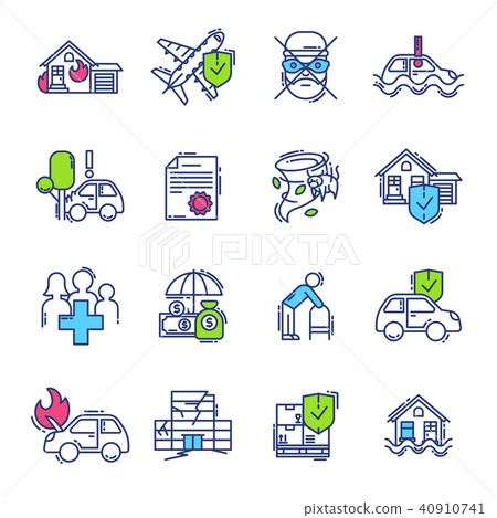 Insurance icon vector life or health ensurance logo and insurant family or house protection 40910741