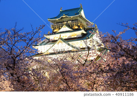 大阪城堡在晚上 40911186