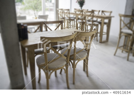 Wooden dining table in coffee shop 40911634