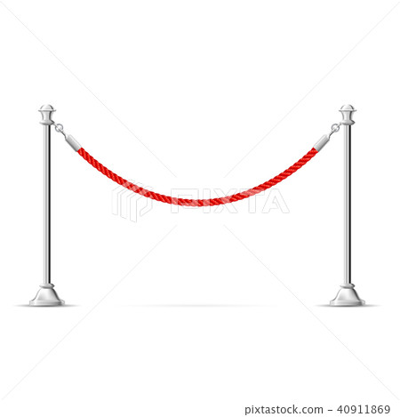 Silver barricade with red rope - barrier rope, vip Silver barricade with red rope - barrier rope, vip 40911869