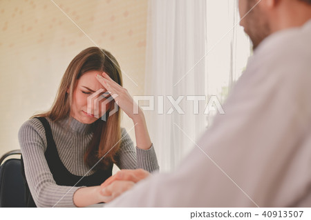 Terrible medical concept. Patients stressful in the doctor's dia 40913507