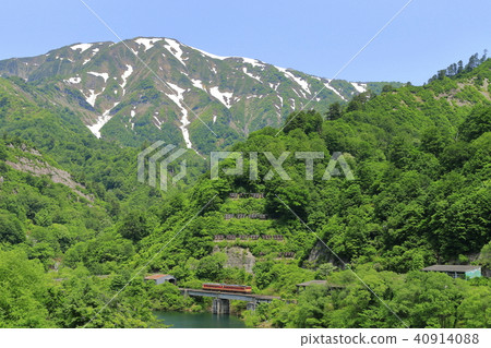 Teido線的Asakusake新鮮綠色和剩餘的雪 40914088