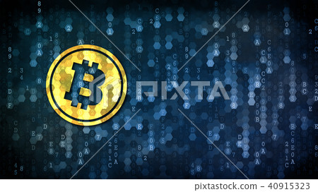 Bitcoin - Pictogram on Dark Digital Background. 40915323