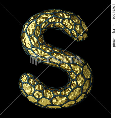 Letter S made of natural snake skin texture. 3D rendering Letter S made of natural snake skin texture. 3D rendering 40915801