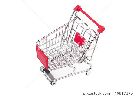small aluminum shopping cart on white background small aluminum shopping cart on white background 40917170