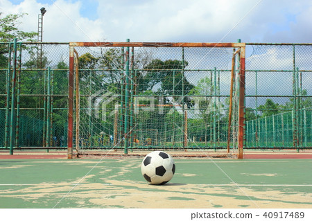 ball in front of futsal goal at outdoor futsal cou ball in front of futsal goal at outdoor futsal cou 40917489