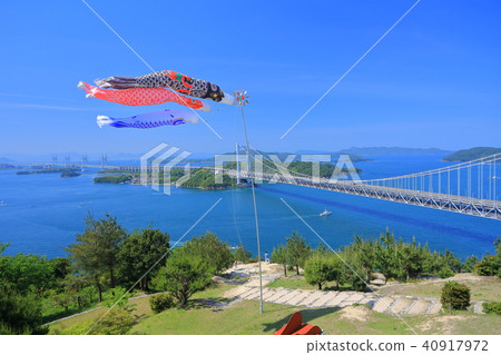 Shimotsui Seto Ohashi Bridge in fresh green Shimotsui Seto Ohashi Bridge in fresh green 40917972