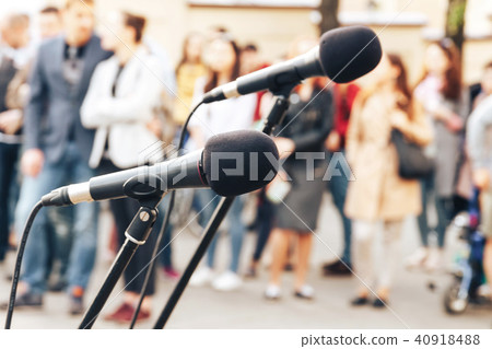 Two microphones stand on the street Two microphones stand on the street 40918488